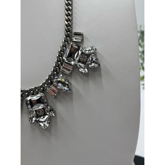 Juicy Couture Limited Edition Rhinestone Silver Tone Chain Statement Necklace - Picture 5 of 14